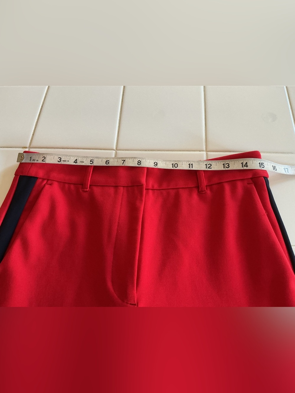 Boden Red With Navy Side Stripe Wide Leg Trousers Pants - Picture 4 of 11